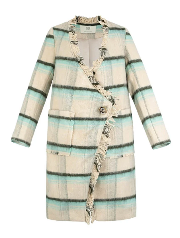 Plaid Fringed Coat - Image 6