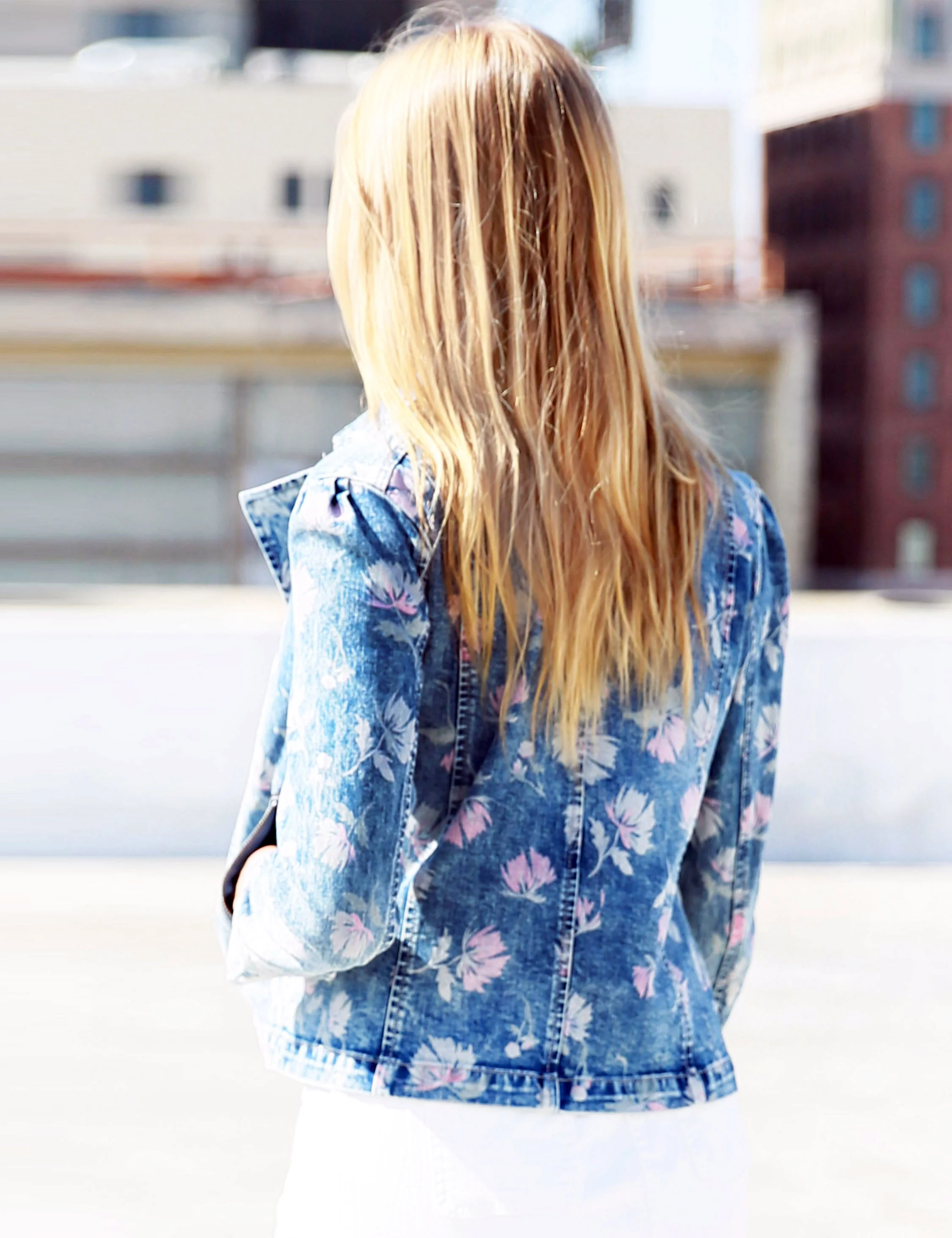 Motto Floral Print Denim Jacket - Image 3